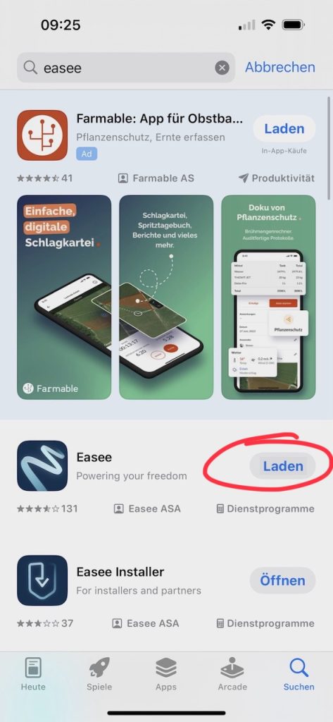easee-App im Appstore auswählen